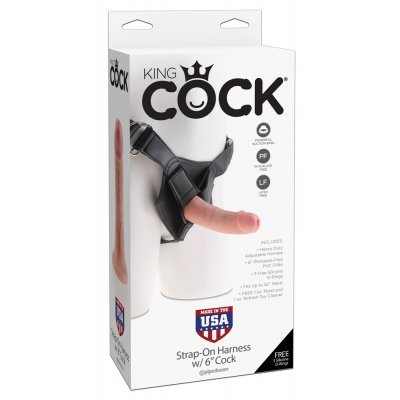 Realistický připínací penis s postrojem 15,2 cm