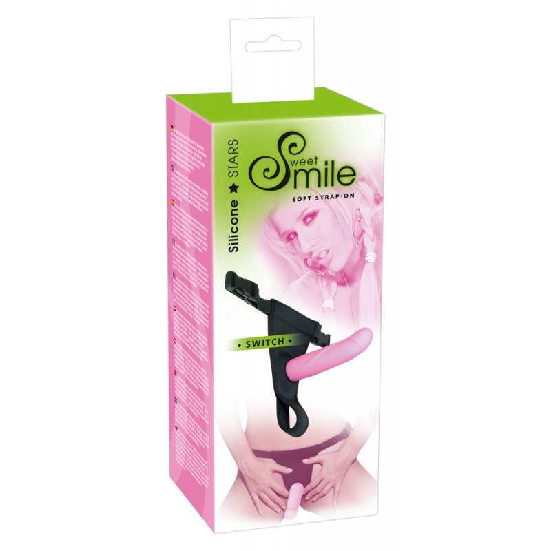 Strap-On růžové silikonové dildo Sweet Smile
