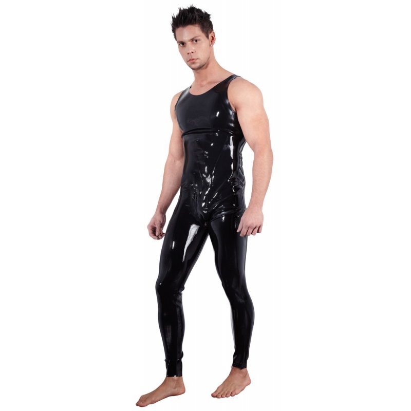 Pánský latexový jumpsuit bez rukávů S LATE X