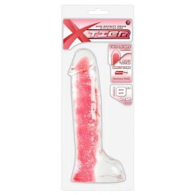 Dildo třpytivé průhledné červené 20 cm