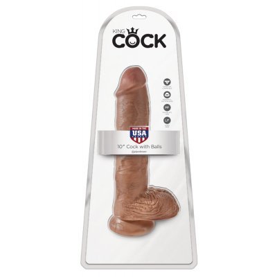 Dildo 10" s varlaty tmavě tělové