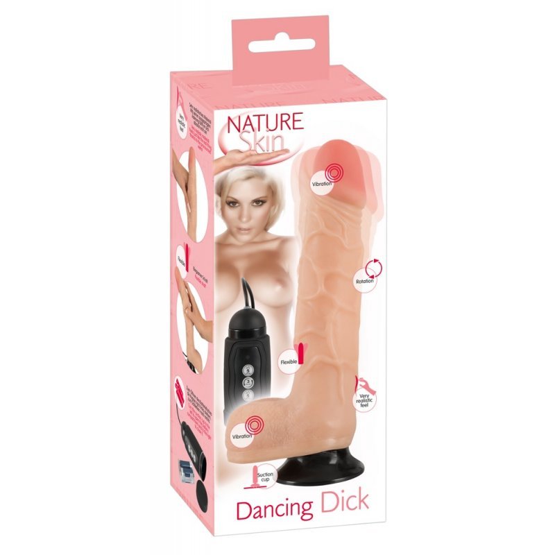 Rotační a vibrační realistické dildo s přísavkou Nature Skin