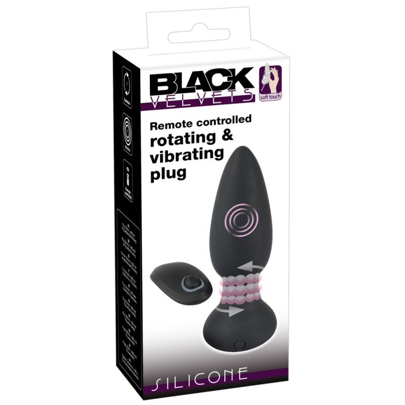 Silikonový nabíjecí analní kolík s rotujícími perlami Black Velvets Black Velvets