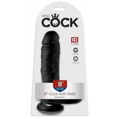King Cock 8" Cock w balls černý