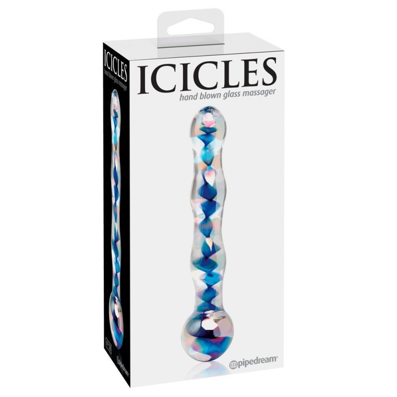 Sleněné dildo No. 8 Clear/Blue Icicles