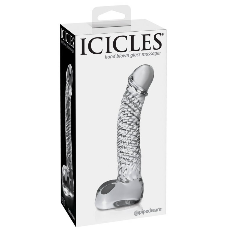 Skleněné dildo No. 61 Clear Icicles