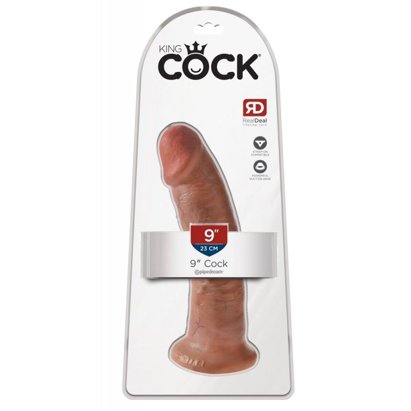 Dildo 9" tmavě tělové King Cock