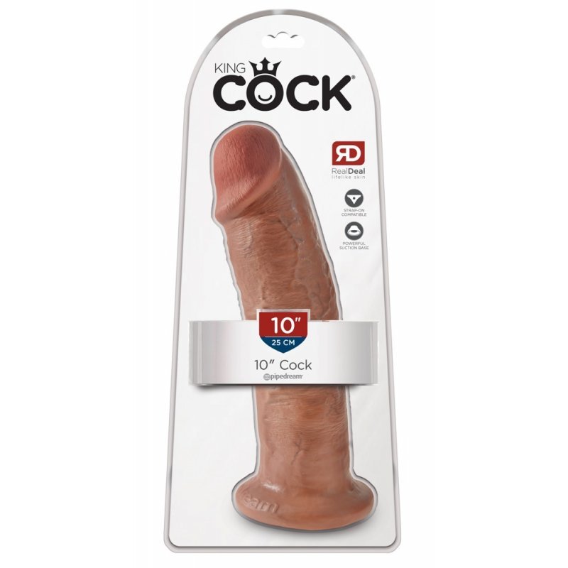 Dildo 10" tmavě tělové King Cock