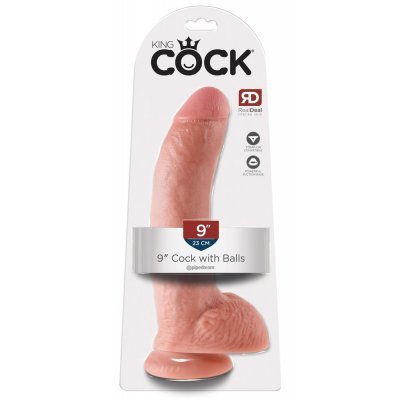 Dildo King Cock 9" Cock with Balls Light