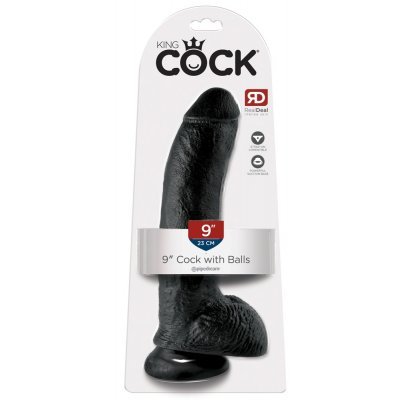 Dildo  9" s varlaty černé