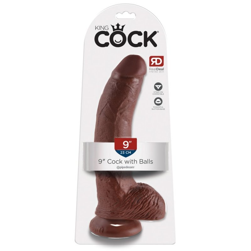 Dildo 9" s varlaty hnědé King Cock