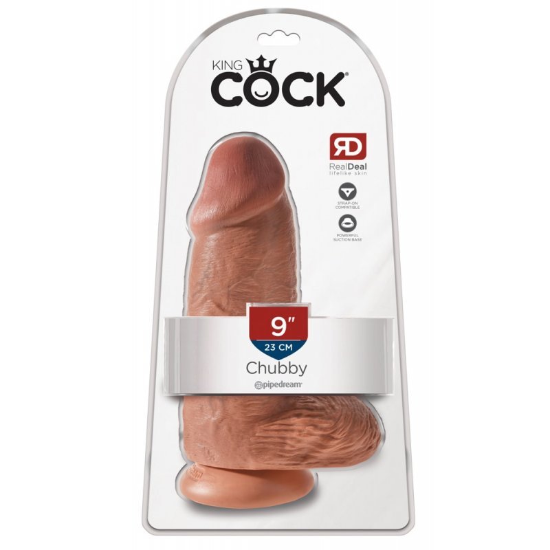 Dildo 9" Chubby tmavě tělové King Cock