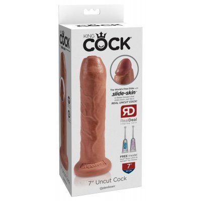 Dildo 7" neobřezané tmavě tělové