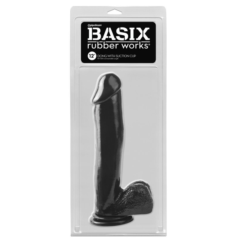 Černé realistické dildo BRW "12" Basix Rubber Works