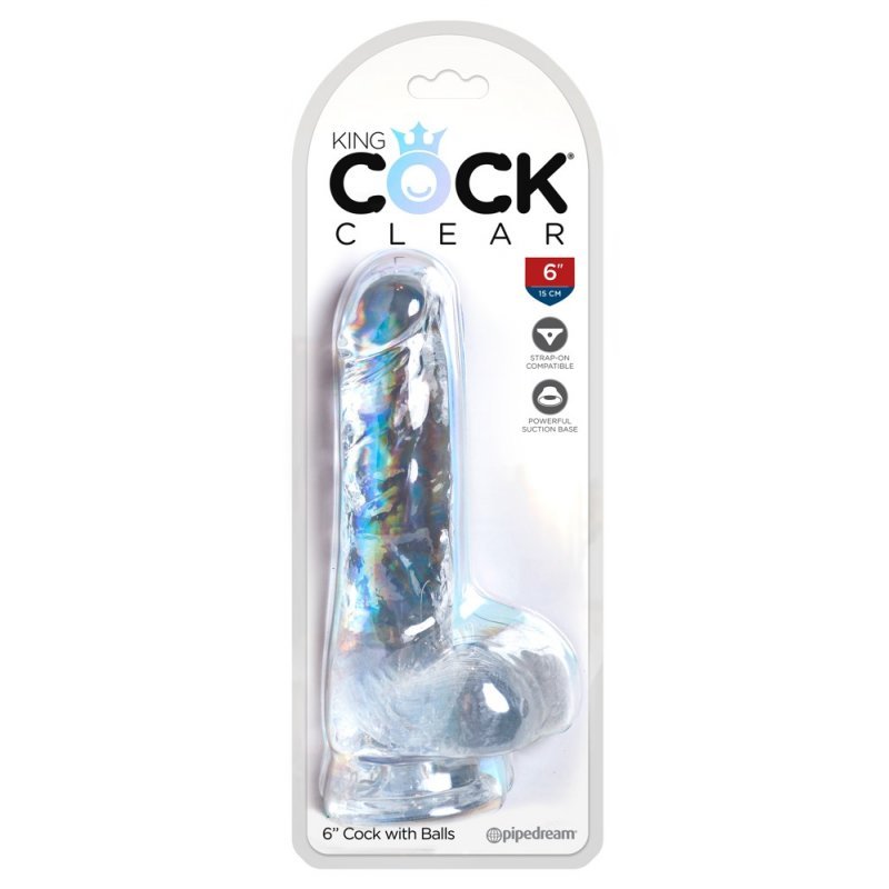 Dildo 6" s varlaty průhledné King Cock Clear