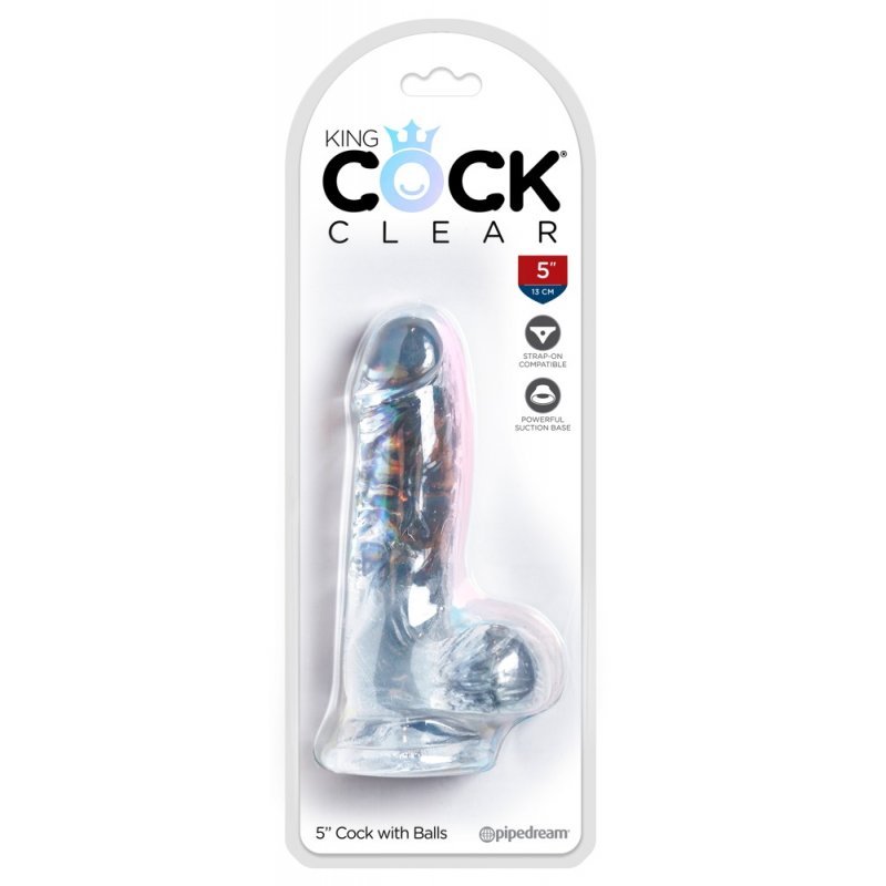 Dildo 5" s varlaty průhledné King Cock Clear