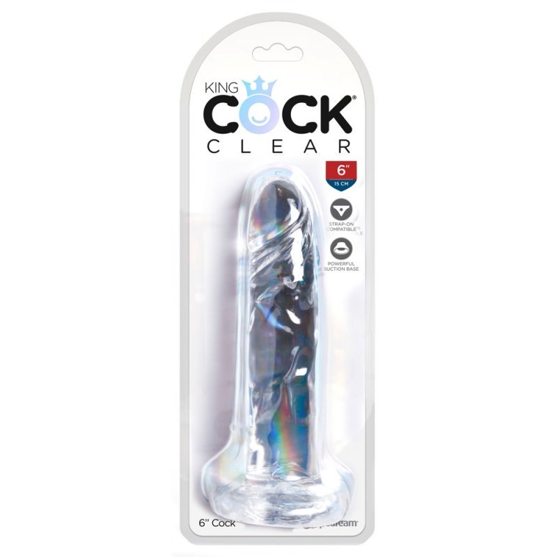 Dildo 6" průhledné King Cock Clear