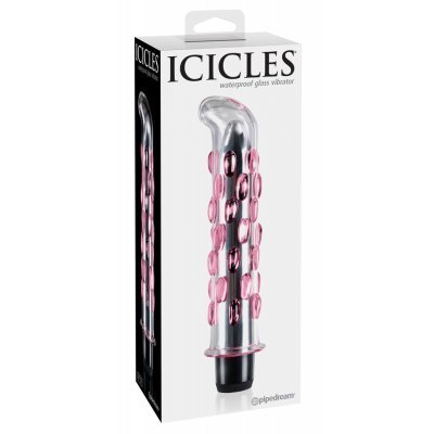 Skleněné  dildo Icicles No. 19 Clear/Pink