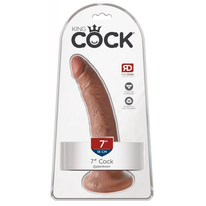 Dildo 7" tmavě tělové King Cock