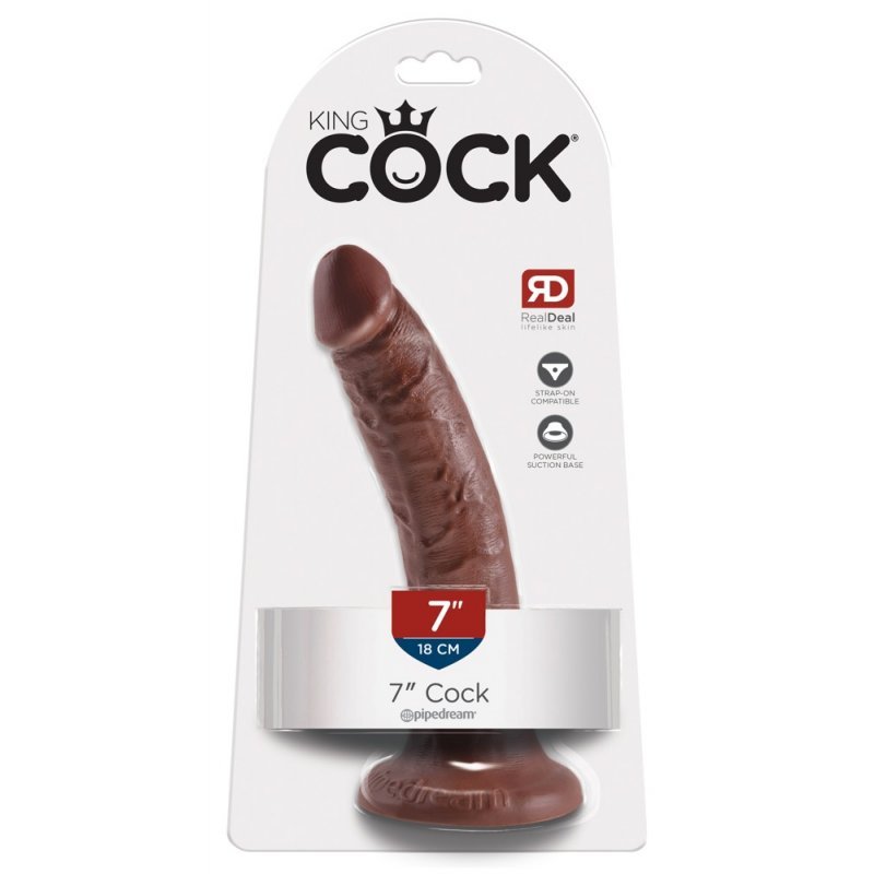 Dildo 7" hnědé King Cock