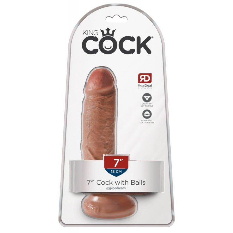 Dildo 7" s varlaty tmavě tělové King Cock