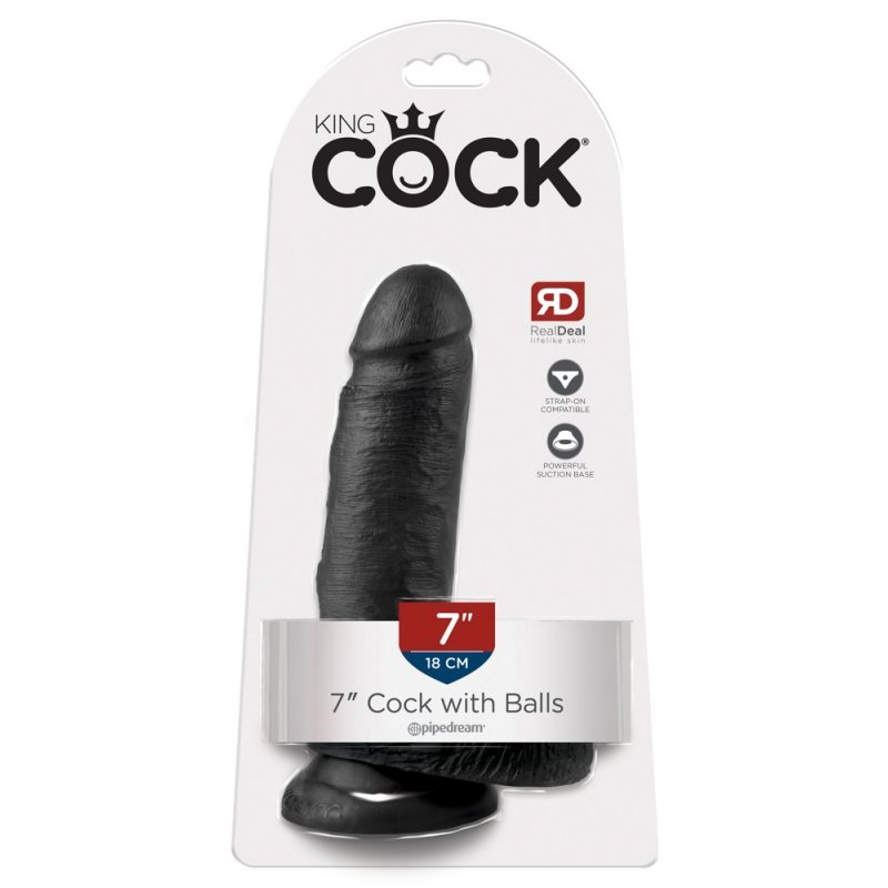 Dildo 7" s varlaty černé King Cock