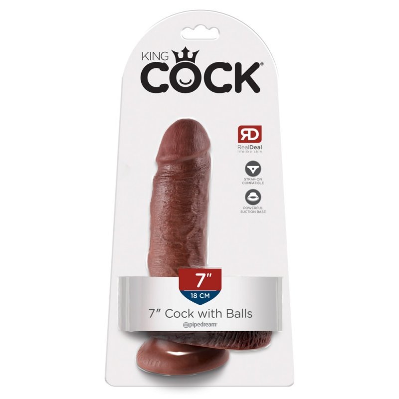 Dildo 7" s varlaty hnědé King Cock