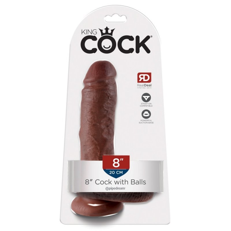 King Cock 8" Cock w Balls hnědé King Cock