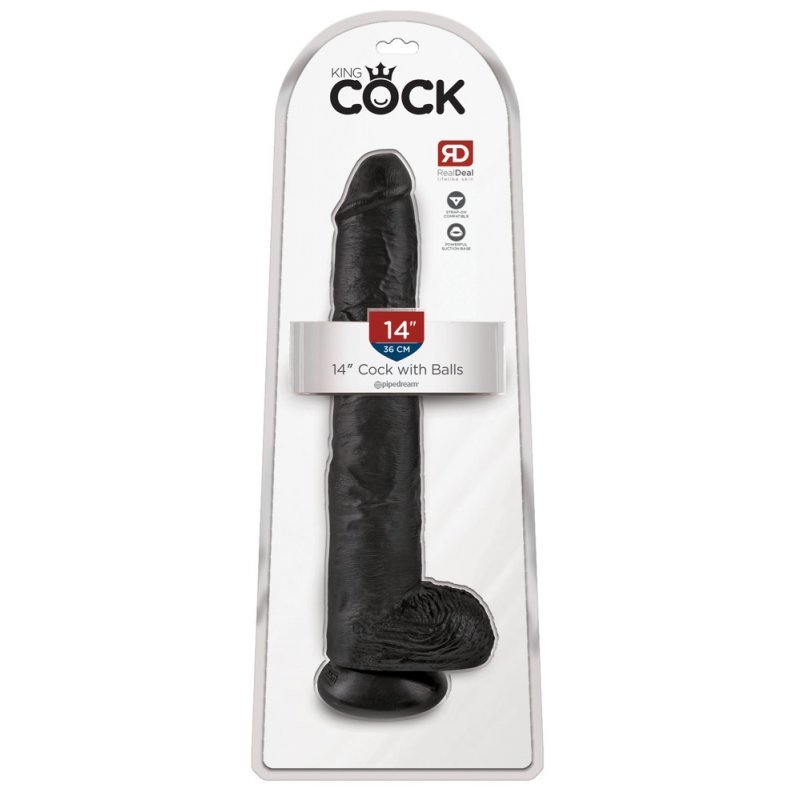 Dildo 14" s varlaty černé King Cock