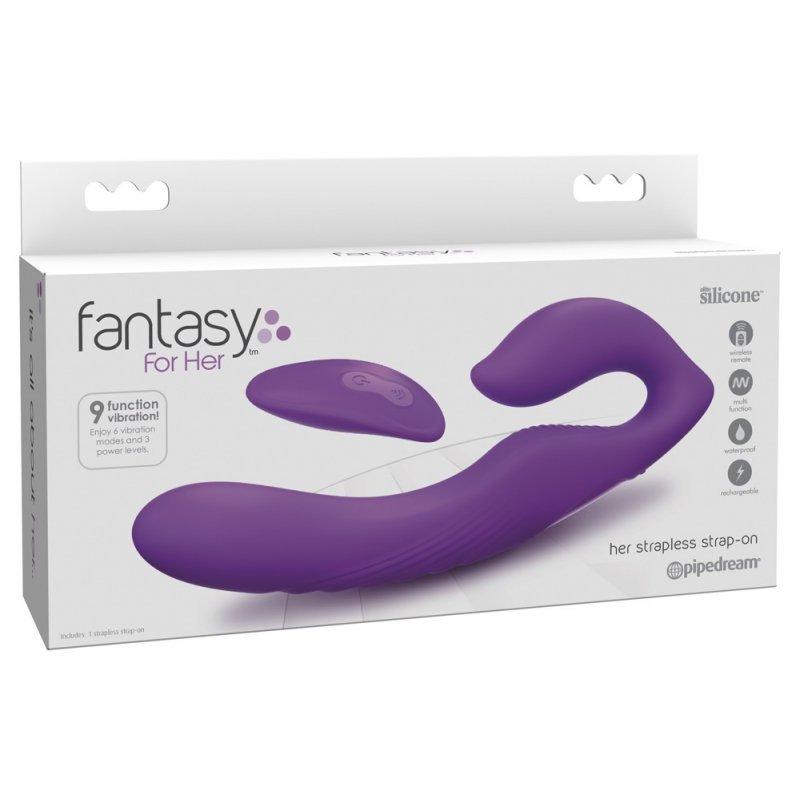 Připínací penis s dvojitým dildem fialový Fantasy For Her