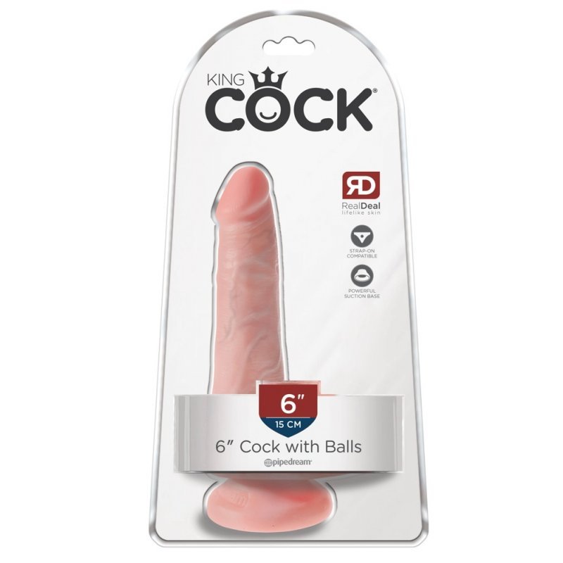 Dildo 6" s varlaty světlé King Cock