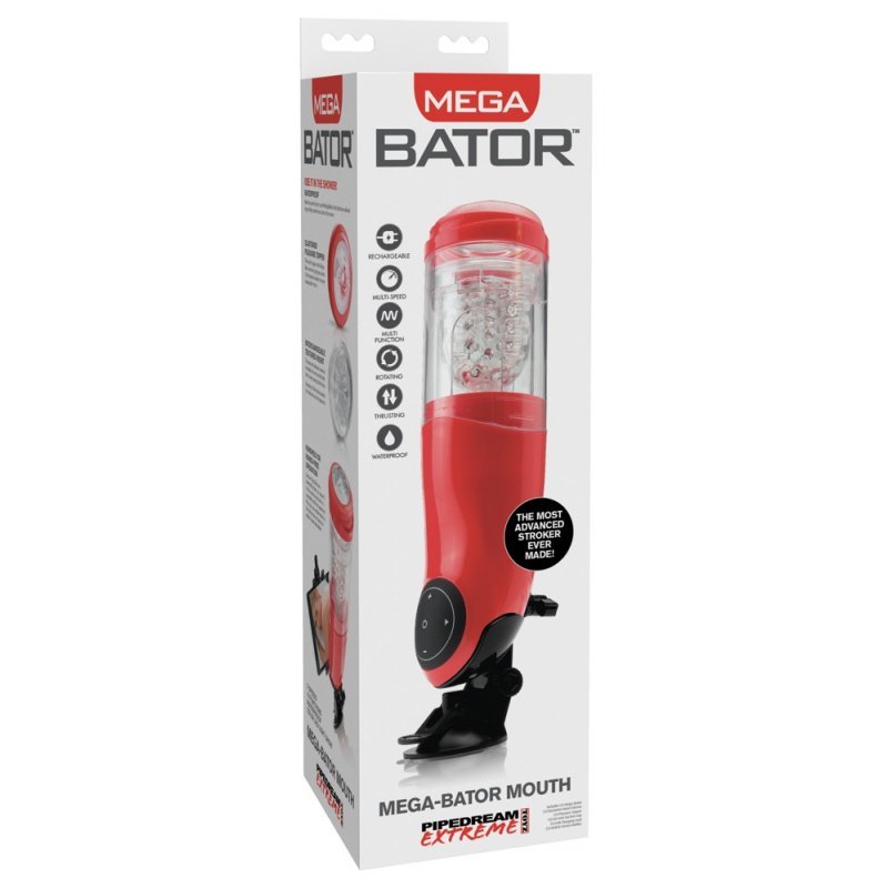 Masturbátor PET Mega-Bator Mouth červeno/průhledný Pipedream Extreme Toyz