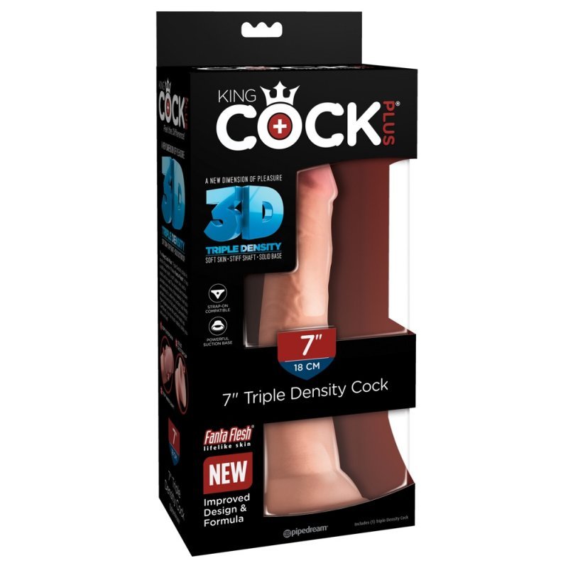 Dildo 7" Triple Density tělové King Cock Plus