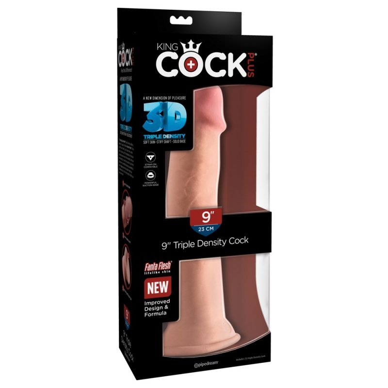 Dildo 9" Triple Density tělové King Cock Plus