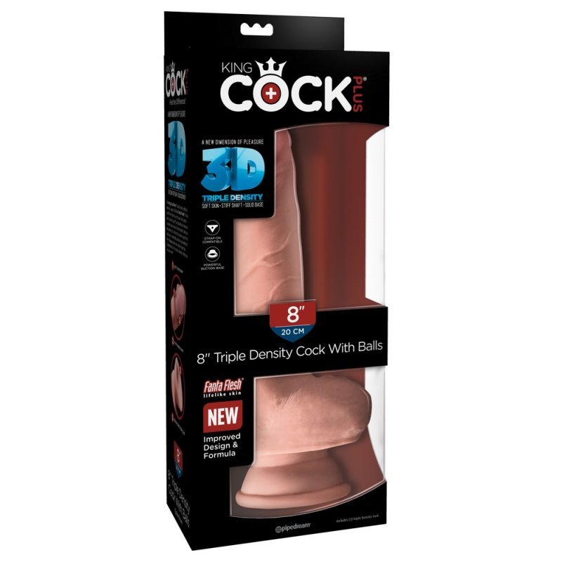 Dildo 8" Triple Density s varlaty tělové King Cock Plus