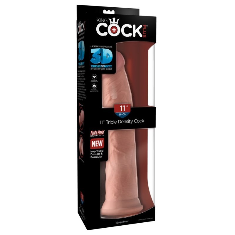 Dildo 11" Triple Density tělové King Cock Plus