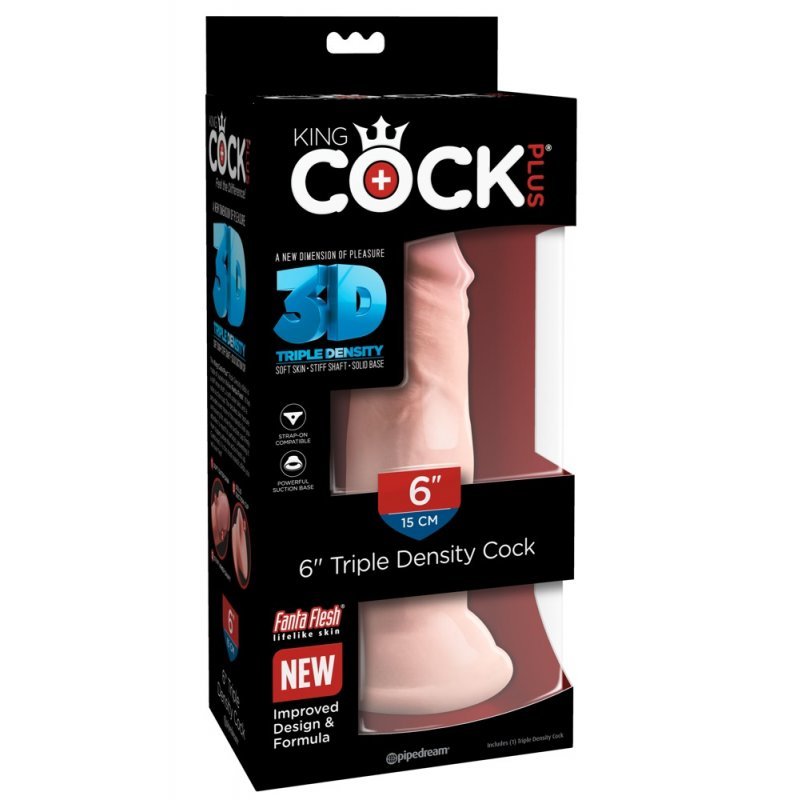 Dildo 6" Triple Density tělové King Cock Plus