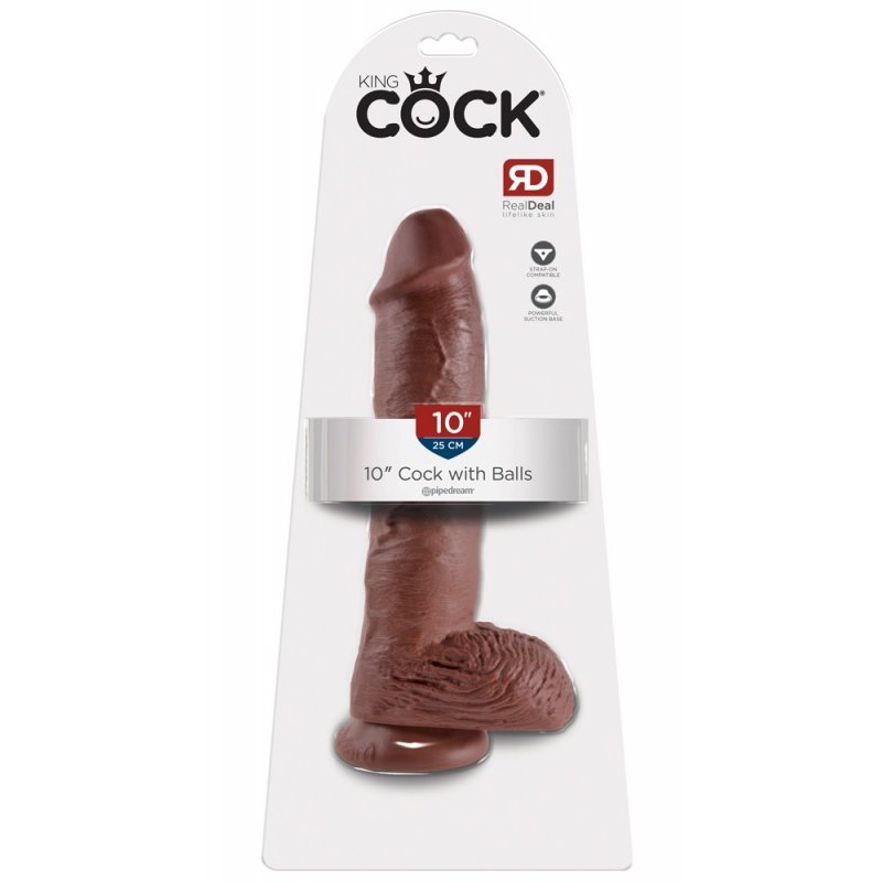 Dildo 10" s varlaty hnědé King Cock