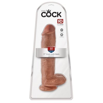 Dildo 11" s varlaty tmavě tělové