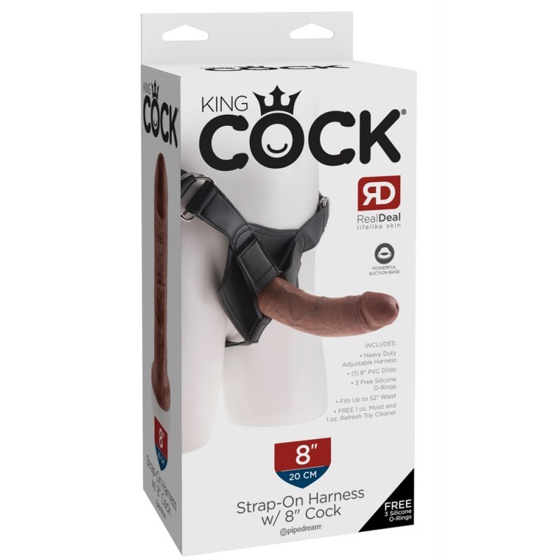King Cock Strap-On with 8" Cock hnědý King Cock
