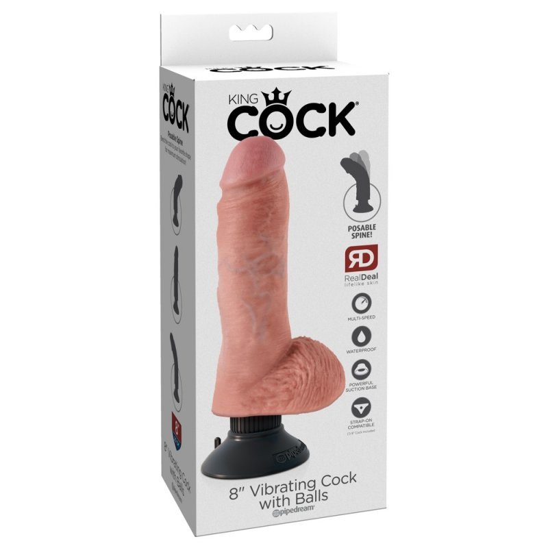 Vibrátor s varlaty a přísavkou "8" King Cock