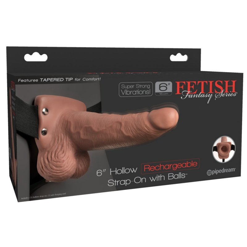 Duté hnědé připínací dildo "6" Fetish Fantasy Series