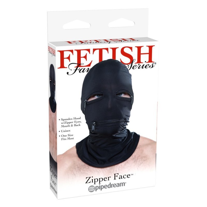 Maska na hlavu se zipy přes oči a ústa Fetish Fantasy Series