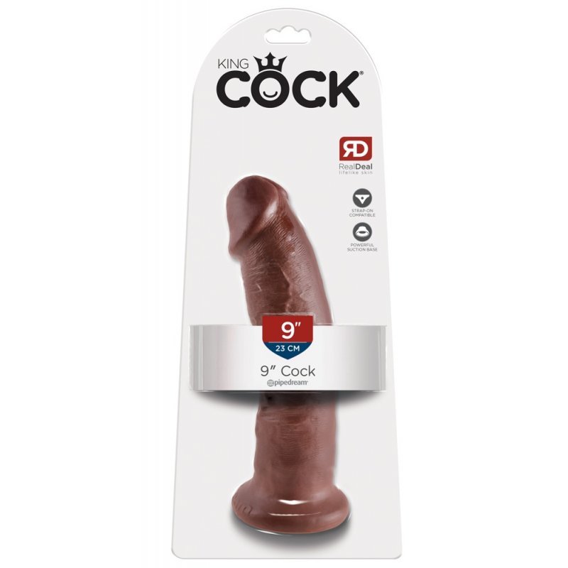 Dildo 9" hnědé King Cock