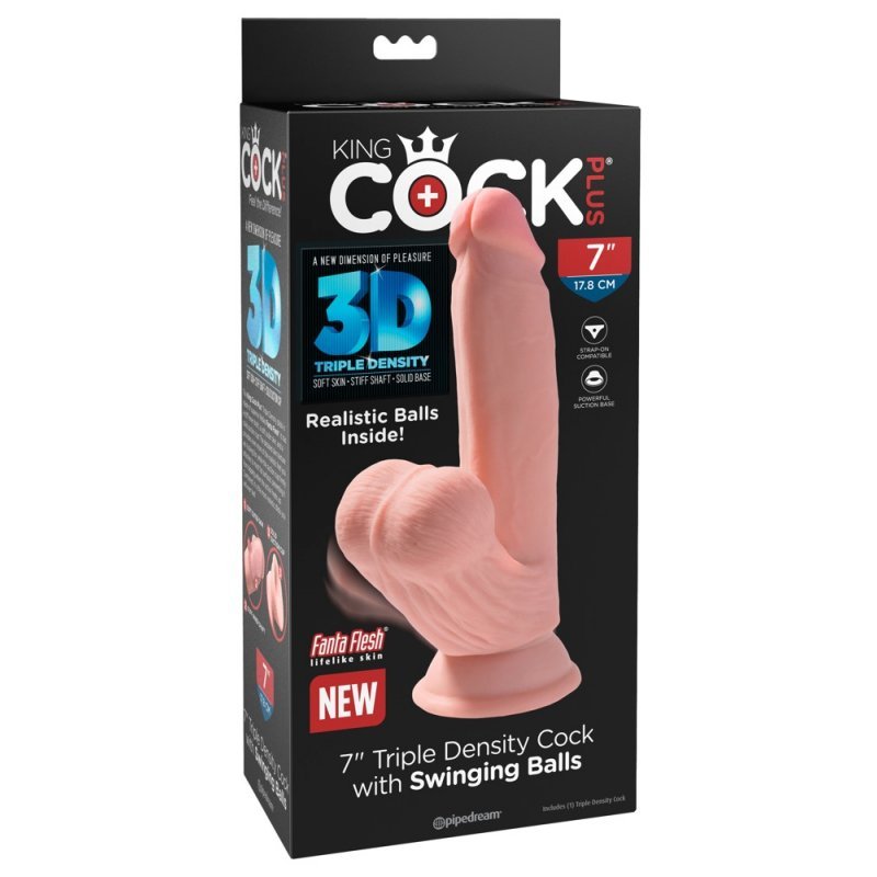 Dildo 7" Triple Density s varlaty tělové King Cock Plus