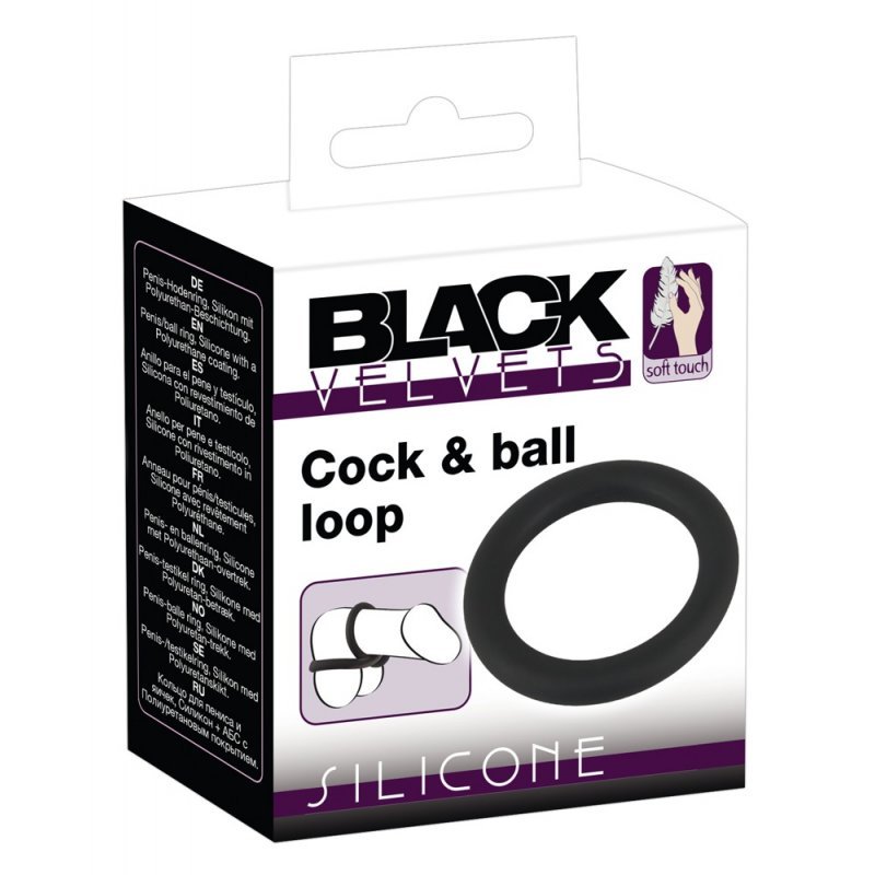 Silicone Cock and Ball Loop Black Velvets