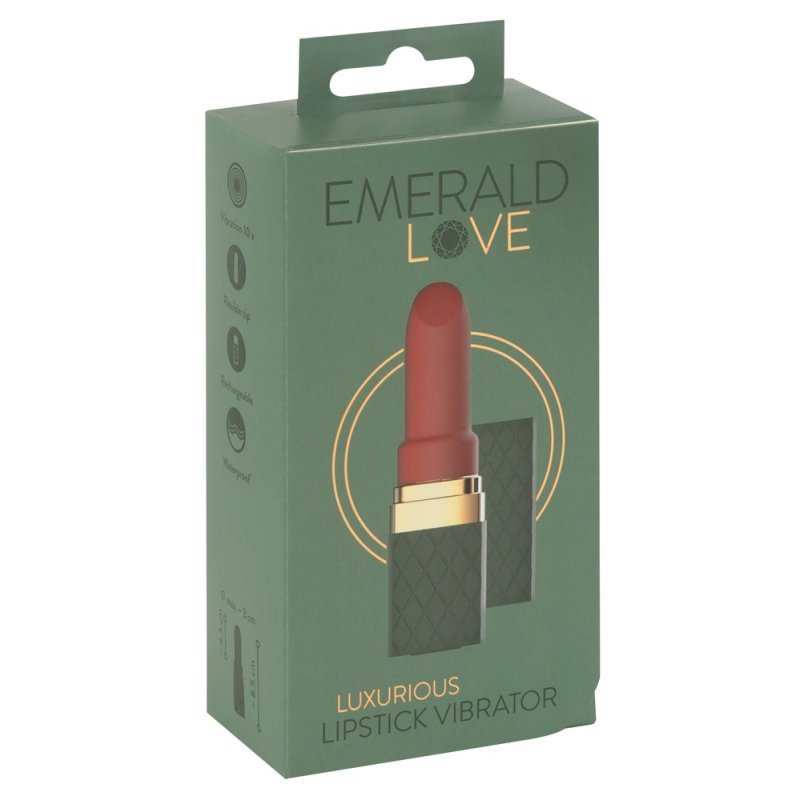 Luxusní mini vibrátor ve tvaru rtěnky Emerald Love
