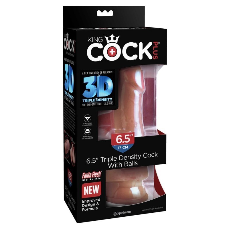 Dildo 6.5" Triple Density s varlaty tmavě tělové King Cock Plus