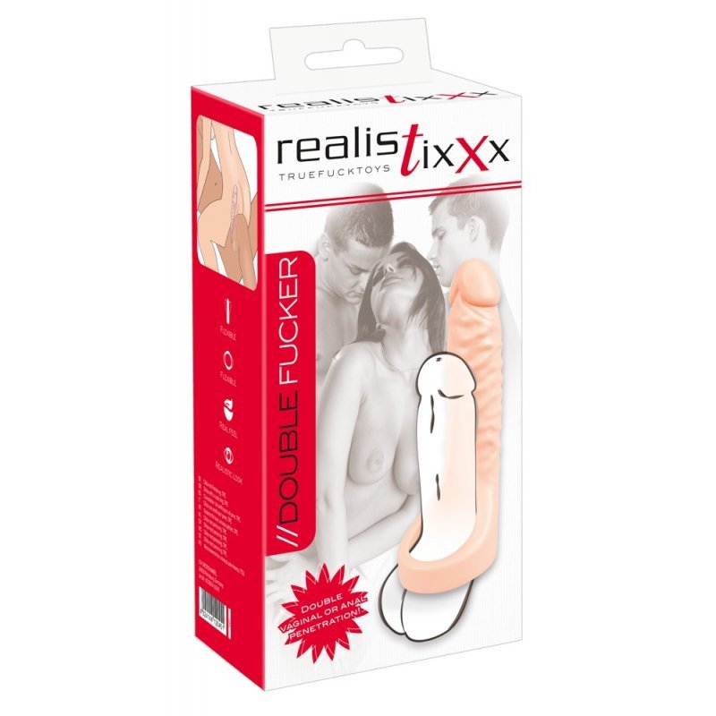 Kroužek na penis s realistickým dildem Realistixxx