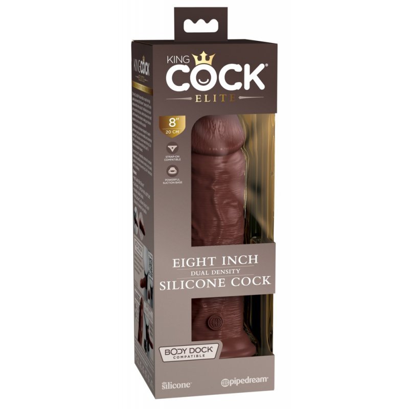 Dildo 8" Dual Density hnědé King Cock Elite